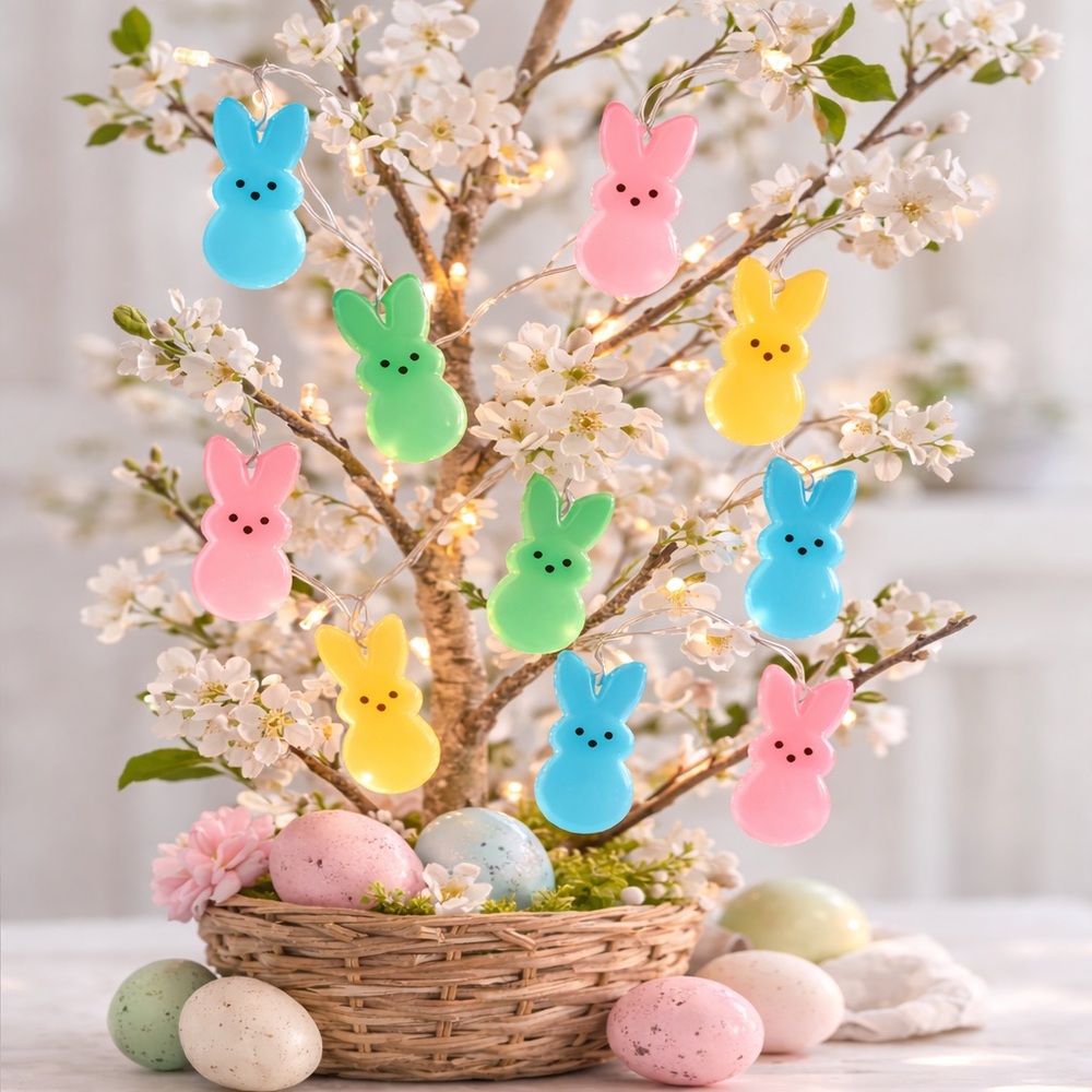 PEEPS Multicolor Bunny String Lights - 10 Peeps NIB